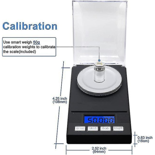 Presisjonsvekt, 50 G 0,001 G Presisjonsvekt, elektronisk Di