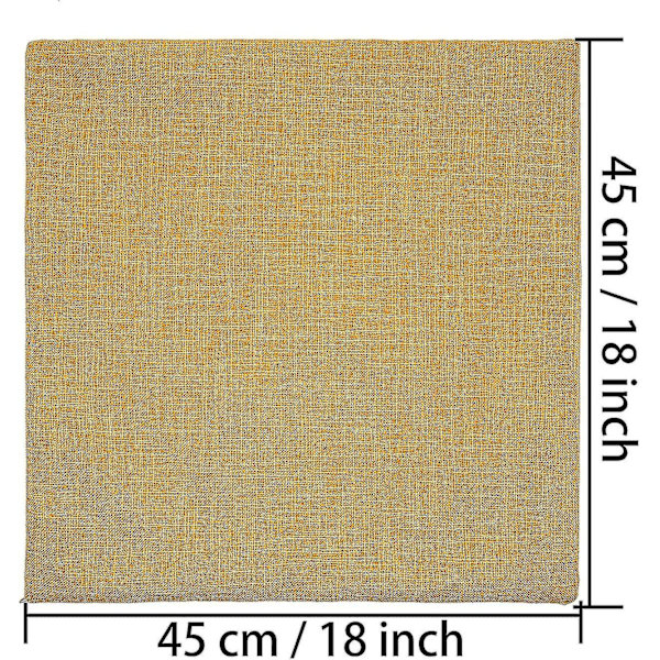 2 stk putetrekk i jute, 45x45 cm, pyntetrekk til pynteputer uten fyll, til bil, stue, soverom, kontor, gul