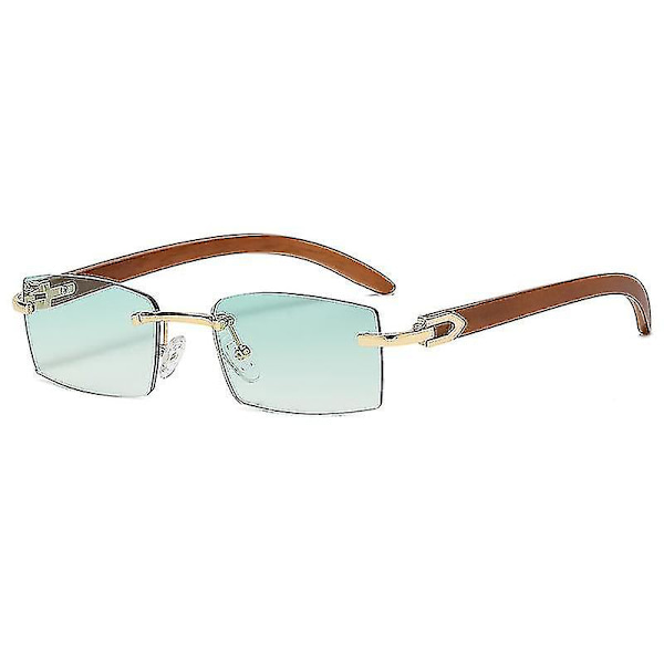 Wekity Rimless Rektangulära Solglasögon Tonade Ramlösa Glasögon Vintage Transparent Rektangulära Glasögon För Män