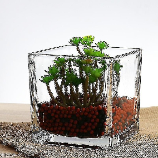 Set 3 lasia neliömäinen maljakko 5 x 5 tuuman kirkas kuution muotoinen kukkamaljakko, kynttilänjalat – täydellinen hääkoristeena, kodin sisustukseen