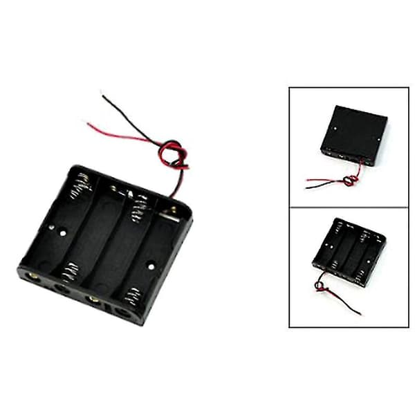 Sort plastickasse 4 x 1,5 V AA-batteriholder ledninger