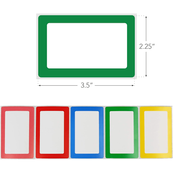 Namnetiketter, 300 vanliga etiketter, 1 rulle, 5 färger, 3,5\" x 2,25\", perforerade linjeetiketter för skola, kontor och hem Style-1