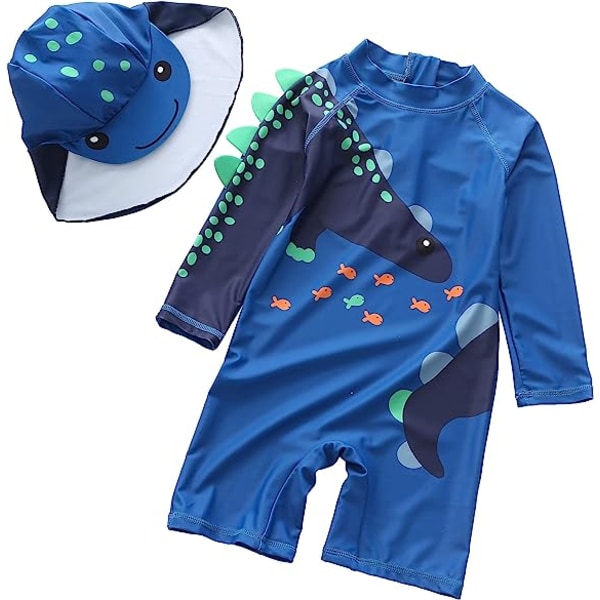 Baby soldräkter i ett stycke med solhatt Baddräkt med dragkedja för barn  Badkläder I Blue 24-30(110/120cm) dbf5 | Blue 24-30(110/120cm) | Fyndiq