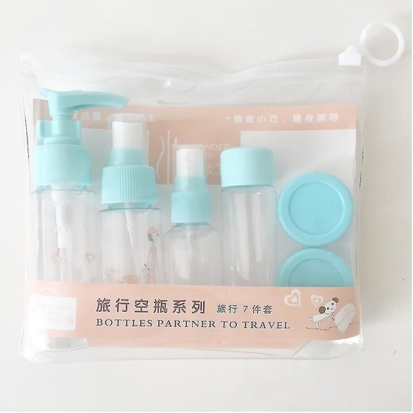 Matkatyhjä pullo, 7- set hajuvesipullotuskosmetiikka, sininen set
