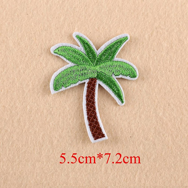 ZHOUBA 5 stk. brodert kokospalme-patch, stryke-på-patch, DIY-syapplikasjon