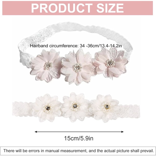 Baby Shower Headbands, Flower Headbands för flickor, 2 st Newborn Headbands, Hårtillbehör för barn, Flower Headbands, Girls Headbands