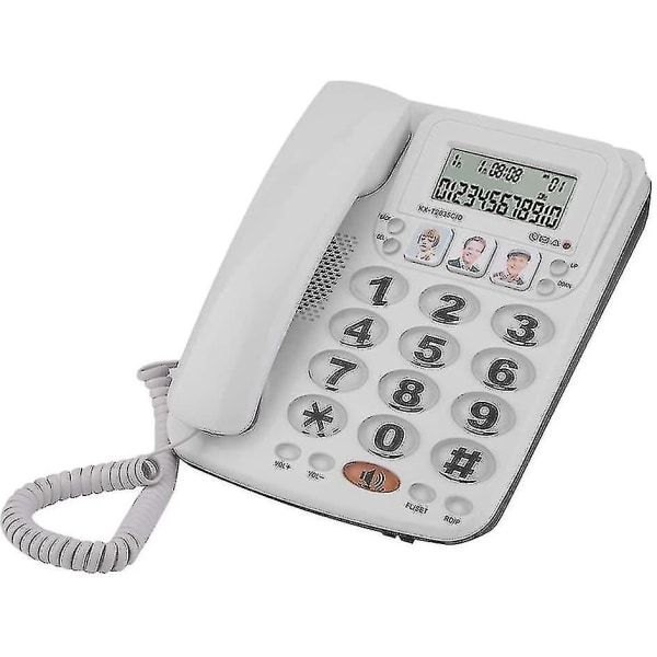 Telefon med ledning, fastnettelefon med ledning til hjemmet med opkalds-ID, 2-linjers telefon med ledning Klar lyd til hjemmet/kontoret/hotel