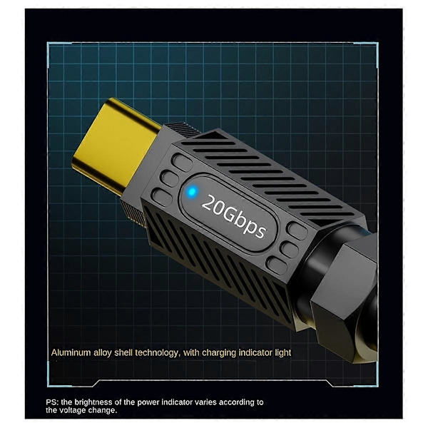 PD 140W Snabb Laddningsdatakabel med Splitsning 20Gbps 8K HD USB C till C Fjäderkabel Typ C Skalbar Förlängningssladd