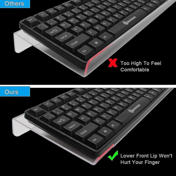 Datamaskin vippet tastaturholder, klar akryl Premium Stand-PC Keyboard Stand, Universal Elevated S