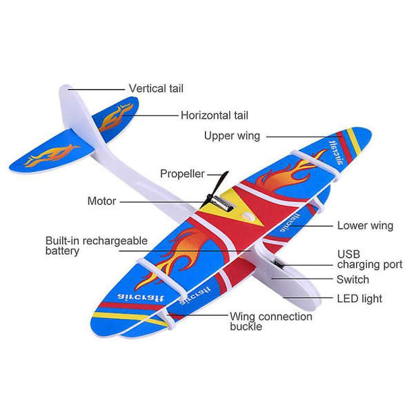 Elektrisk Epp Skum Håndkastet Fly Modell Leke Utendørs Fly Glider Flymaskin Barn Julegave Leke Gratis Fly Fly Modell Leke Puslespill Modell