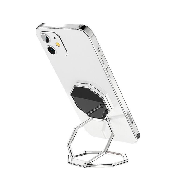 Foldbar mobiltelefonholder Ringspenne Retractable Desktop Mobiltelefonholder Bil Magnetisk Metall Mobiltelefonholder Rectangle Silver