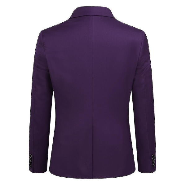 Miesten puku Business Casual 3-osainen puku Blazer Housut Liivi 9 väriä Z Purple L