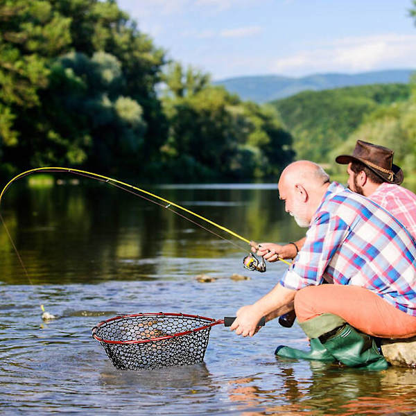 Fiskegarn Mykt Silikon Fiske Landing Net Aluminium Alloy Stang Eva Håndtak Med Elastisk Stropp Og Karabinkrok Fiskegarn Verktøy Tilbehør For Fangst