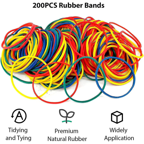 Elastikker, 200 stk. farvede elastikker, filmbånd, elastiske elastikker, robuste elastikker, elastikker til skole, hjem og kontor