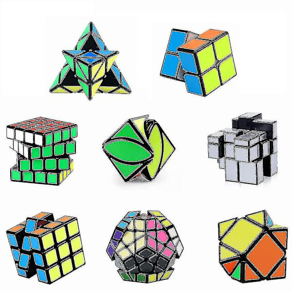 Speed Cube Sæt, Magic Cube Bundle 2x2 3x3 4x4 Pyramide - Legetøjspuslespil Cube Til Børn Og Voksne Sæt Af 8