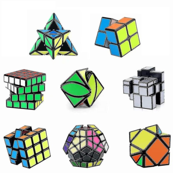 Speed ​​Cube Set, Magic Cube Bundle 2x2 3x3 4x4 Pyramid - Lekepuslespill kube for barn og voksne sett med 8