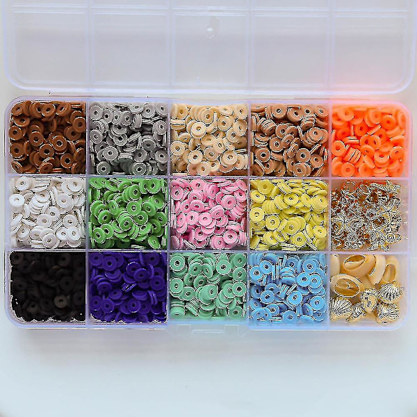 DIY Flade Perler til Armbånd - 28 Typer Flade Perler Sæt Armbåndsfremstillingskit