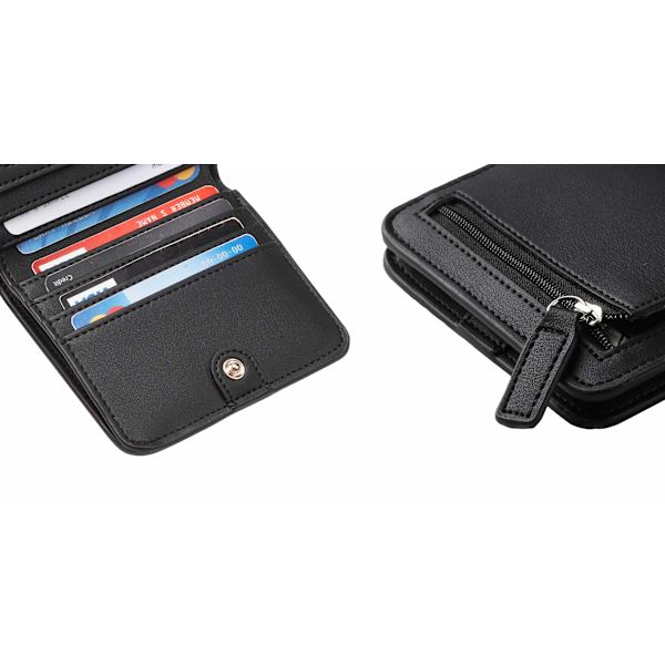Dam Rfid-blockerande liten kompakt bifold lyxig äkta läder plånbok dam mini plånbok med ID-fönster