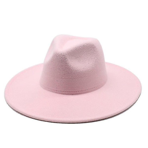 Varmt Vinter Klassisk Bredskygget Fedora Hat Sort Hvid Uld Hatte Mænd Kvinder Knuselig Vinter Hat Pink