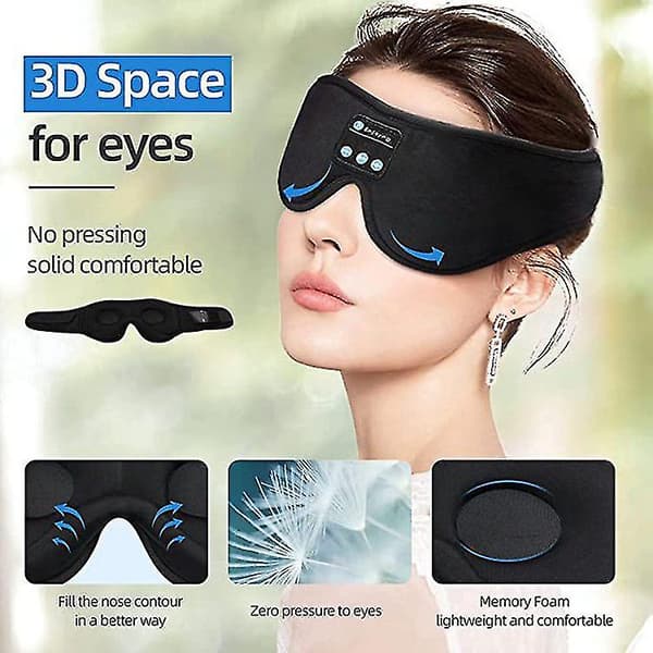 3D Øyemaske Søvnhodetelefoner Bluetooth Trådløs Øyemaske Søvnmeditasjon