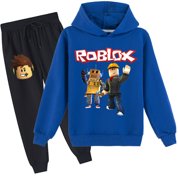 Roblox hættetrøjetøj Termisk hættetrøje til børn Roblox hættetrøjesæt med tryk blue 150cm