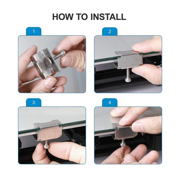 Glass Bed Clips Clamps Kompatibel Med Ender 3/3 Pro/3 V2/3s,ender 5/plus, Cr-10/10s Pro,cr-20 Pro, Justerbar Rustfritt Stål 3d Skriver Oppvarmet Seng C