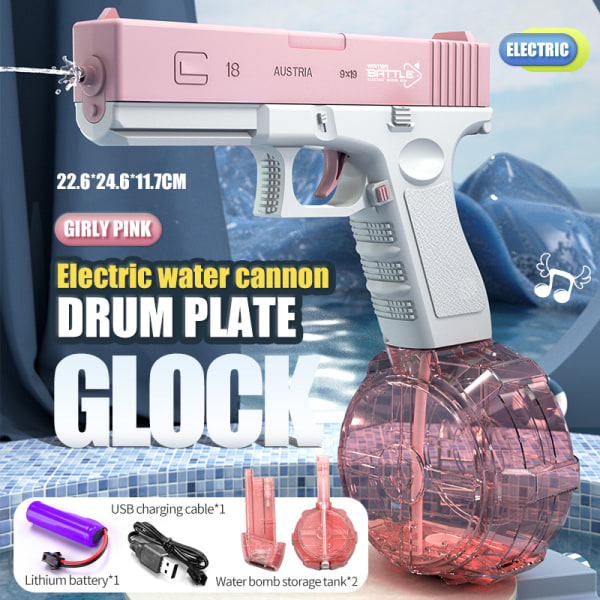 Stor vattenpistol, automatisk vattenpistol leksak Splat vattenpistol pink