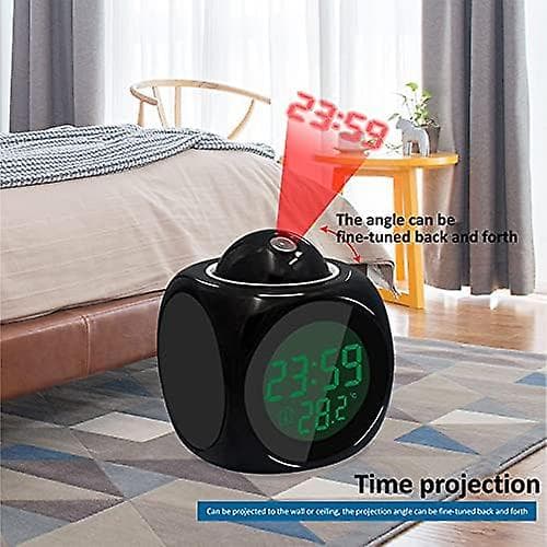 Barn Hvit Projeksjon Digital Vær LCD Klokke Alarm
