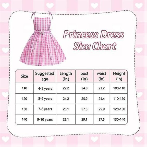 2023 Barbie Pink Princess Dress Piger Børn Robbie Cosplay Karneval Kostume 110(100-110CM)