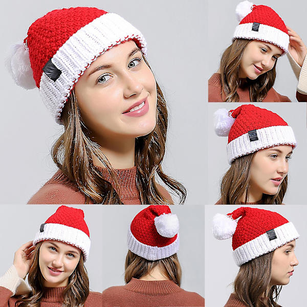 Kabelstrikket Bobble Hat Julehuer Kvinder Beanie Varmt Pom Ulden Hat