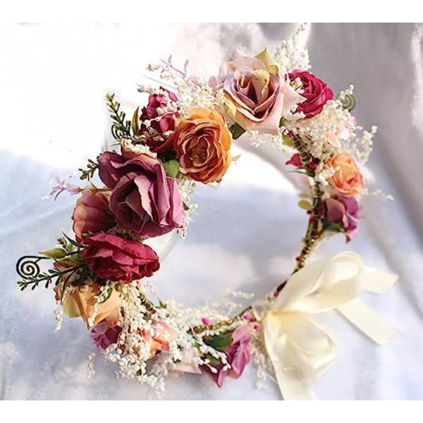 Blomsterkrans Krone Rose Blomster Hovedbånd Hårkrans Blomster Halo Hoved