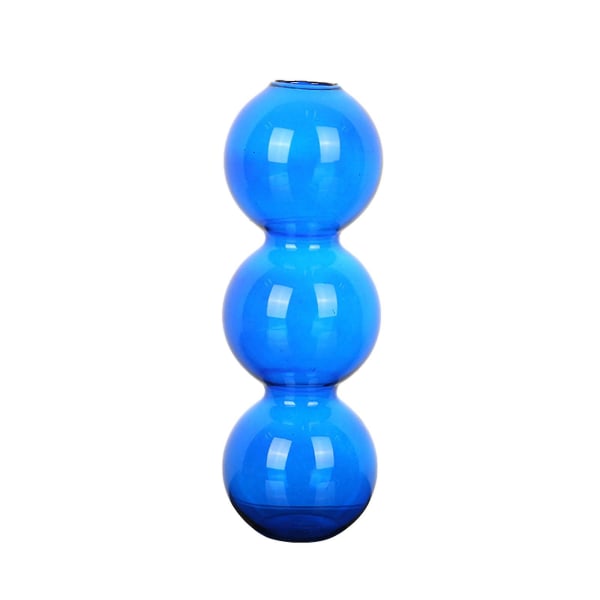 Vase i flere størrelser Vase glasflasker gennemsigtige tre bolde i vind ornament Blue 17
