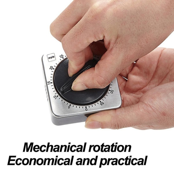 Køkken Nedtællingstimer Magnetisk 60 Minutters Optræk Mekanisk Timer Rustfrit Stål Til Hjemmebagning Madlavning Ovn