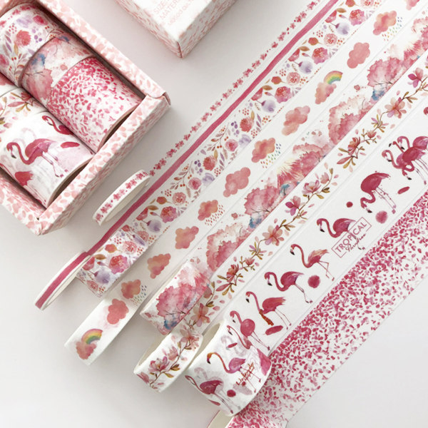 Washi Tape Set, 8 rullar 3m lång, söt dekorativ tejp för scrapbooking, Bullet Journals, planerare, presentinslagning, DIY-dekoration och hantverksmaterial Style-1