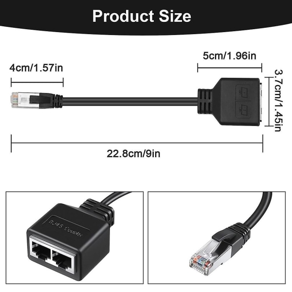 Lan Ethernet-adapter Rj45 hane till 2 hona Splitter Rj45 1 till 2 Ethernet Lan Nätverksadapter Kabel