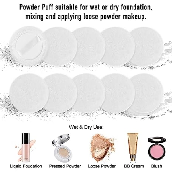 10 st Powder Puff Bomull Kosmetisk Powder Makeup Puffar Pads Makeup med white *10