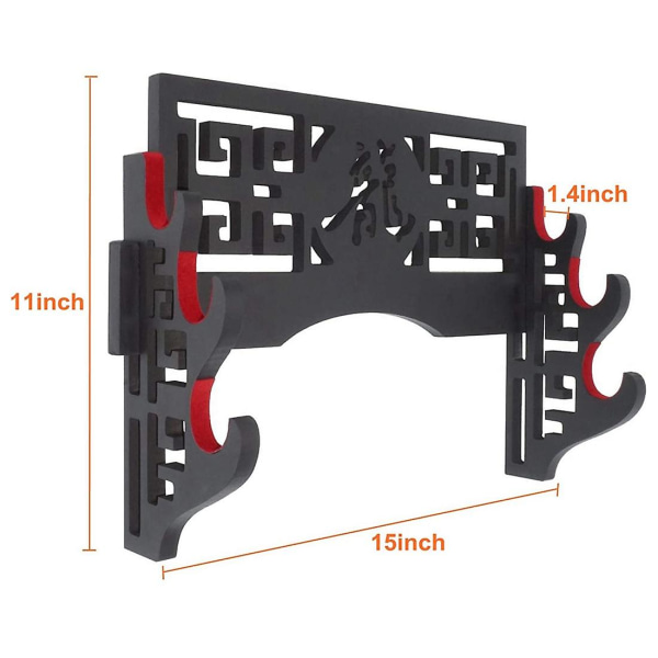 Fløjlsværd Vægmontering Sværdholder Display Stativ Med Filtstrimler Til Katana Wakizashi (3 Lag Dr