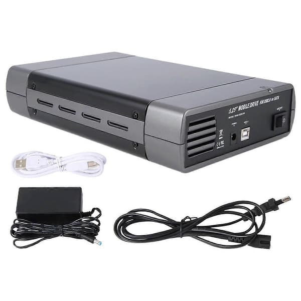 5.25 tum USB 2.0 SATA Externt Optisk Enhet Chassi Box Adapter för XP för PC EU-kontakt