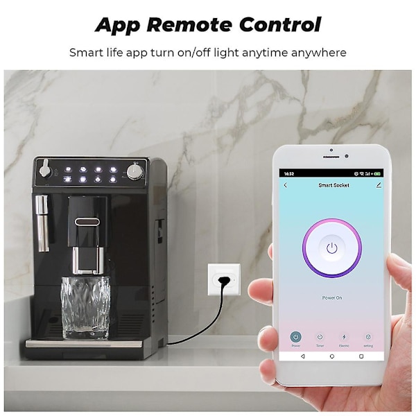 Tuya Wifi Smart Plug Telefon App Stemmestyring Timer Socket Trådløs