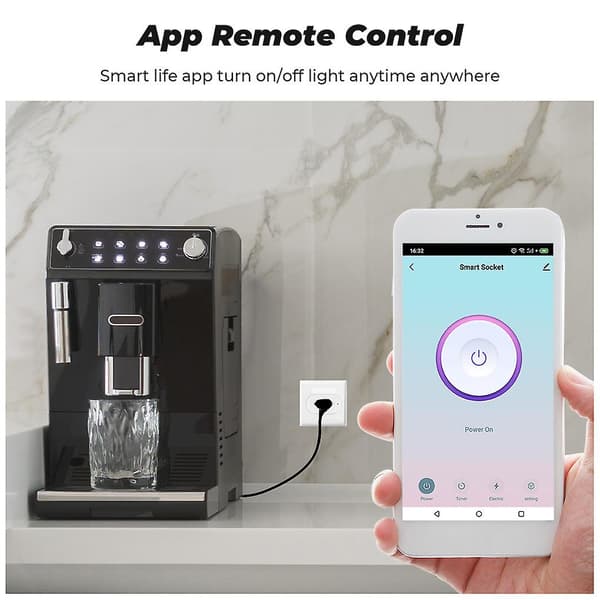 Tuya Wifi Smart Plug Telefon App Stemmestyring Timer Stikkontakt Trådløs