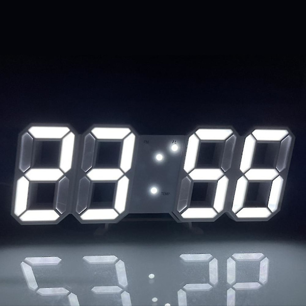 Digitaalinen 3d LED-seinä-/pöytäkello Herätys Suuret numerot Automaattinen kirkkaus USB-lämpötila