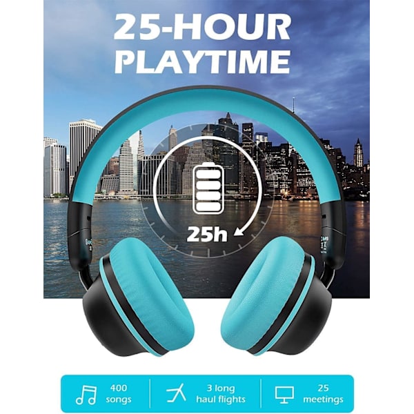 Bluetooth-aktiiviset melunvaimennuskuulokkeet, SuperEQ S2 langalliset ja langattomat päällä E blue black