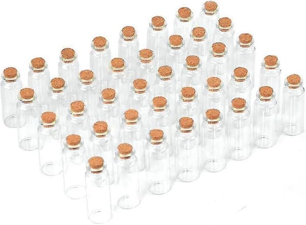 48 stk. 25 ml Mini Glasflasker med Korkpropper