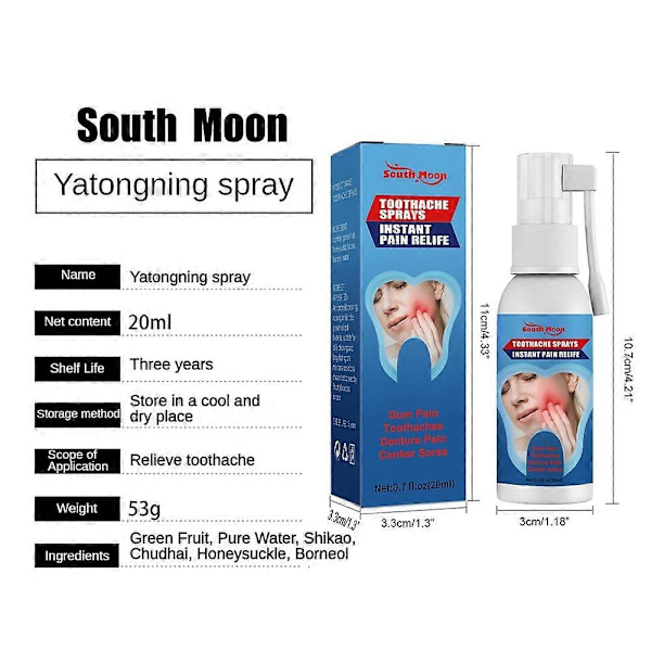 Tannverk Spray Umiddelbar Smertelindring Oral Tannpleie Effektiv Tannbehandling