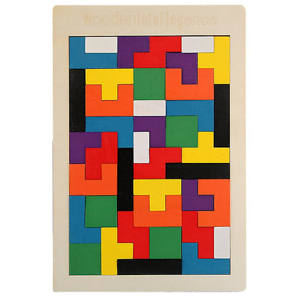 2 stk. Træpuslespil \"tangram Tetris\" - Lærende puslespil - Farverige trælegetøj til børn - Undervisningspuslespil - Lærende gavelegetøj