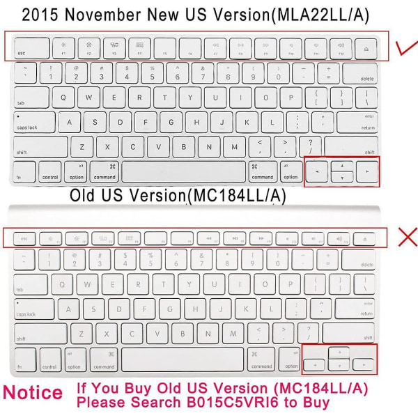 Näppäimistön cover Apple Wireless Magic Keyboard Ultra Thin Clear -pehmeä TPU Type Protector -suoja, 2015 US-versio (MLA22LL/A)
