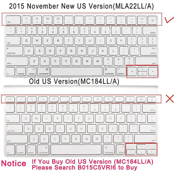 Tangentbordsskydd i TPU för Apple Wireless Magic Keyboard, ultratunt, genomskinligt, mjukt, 2015 års amerikanska version (MLA22LL/A)