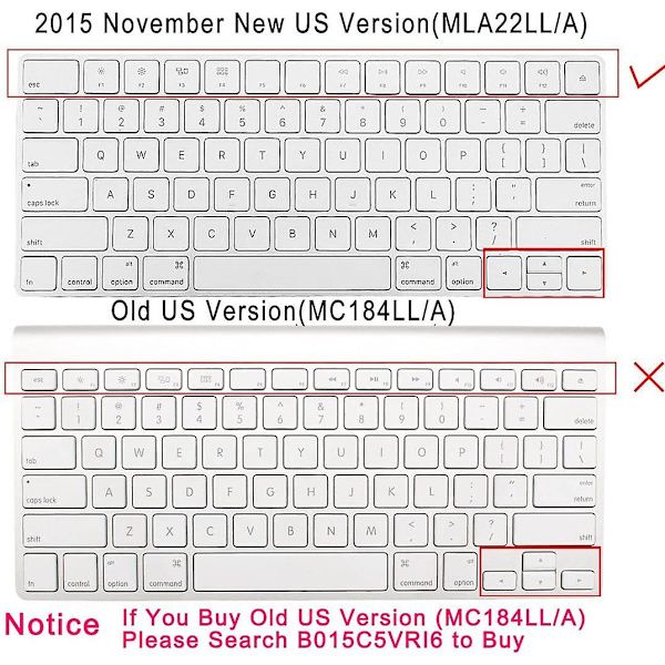 Tastaturdæksel til Apple trådløst Magic Keyboard Ultra tynd klar blød TPU-type beskytter, 2015 US-version (MLA22LL/A)