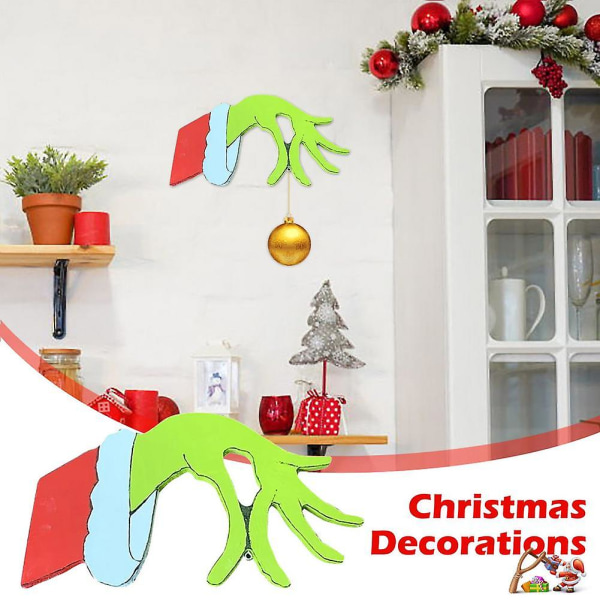 Christmas Thief Hand Cut Out Christmas Thief Grinch Hånddekorasjoner Tyv Hånd Decal Veggklistremerker Home Decor