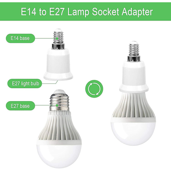Lampefatning Konverter E14 Til E27 Fatning Adapter Fatning Konverter Adapter Fatning Adapter, 15 Stk Shibaod
